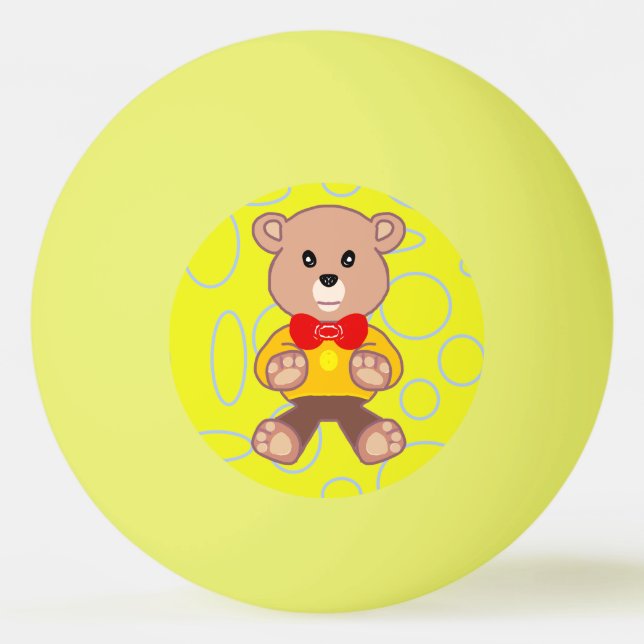 Teddy Bear Yellow Geometric Ping Pong Ball (Front)