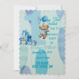Teddy Bears and Balloons Birthday Theme Invitation
