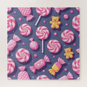 Teddy bears and candy pattern jigsaw puzzle
