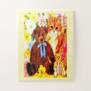 Teddy bears and cat jigsaw puzzle