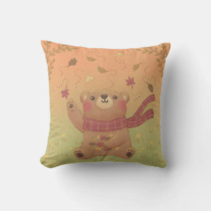 Teddy Bear's Autumn Fall Leaves Cushion