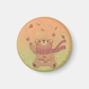 Teddy Bear's Autumn Fall Leaves Magnet