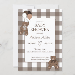 Teddy Bears Baby Boy Brown Baby Shower Invitation