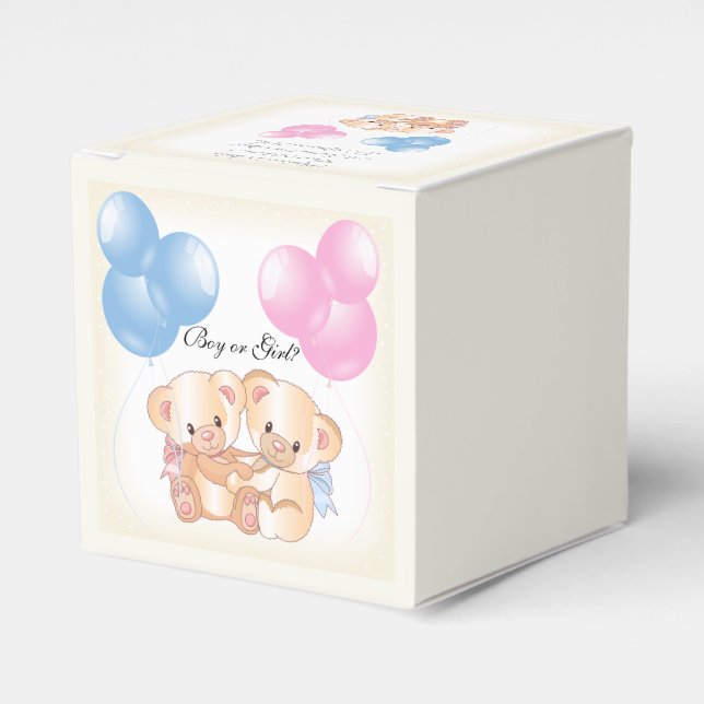 Teddy Bears Baby Gender Reveal Party  Favour Box (Front Side)