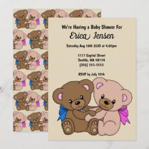 Teddy Bears Baby Shower & Pattern Invitation