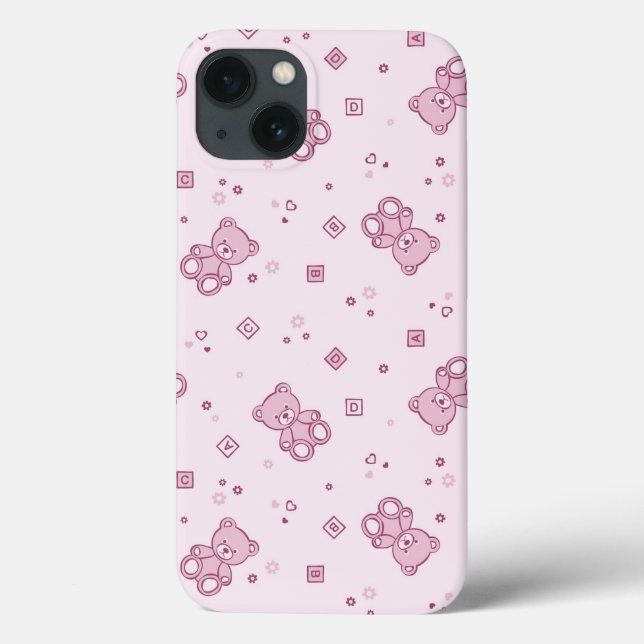 Teddy bears background Pink Case-Mate iPhone Case (Back)