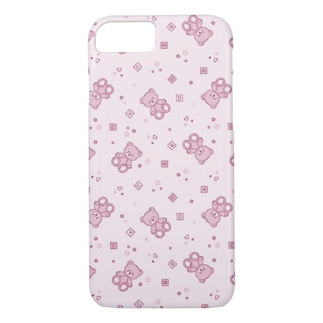 Teddy bears background Pink Case-Mate iPhone Case (Back)