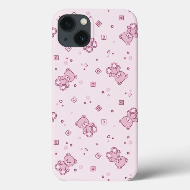 Teddy bears background Pink Case-Mate iPhone Case (Back)