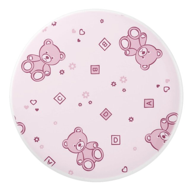 Teddy bears background Pink Ceramic Knob (Front)