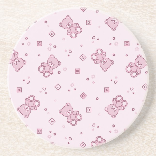 Teddy bears background Pink Coaster (Front)