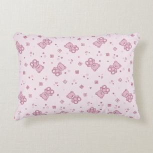 Teddy bears background Pink Decorative Cushion