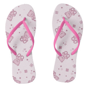Teddy bears background Pink Flip Flops