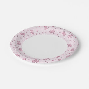 Teddy bears background Pink Paper Plate