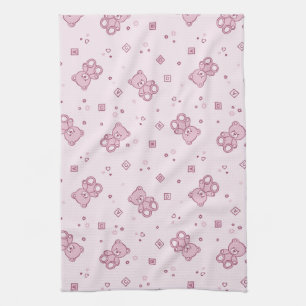 Teddy bears background Pink Tea Towel