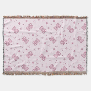 Teddy bears background Pink Throw Blanket