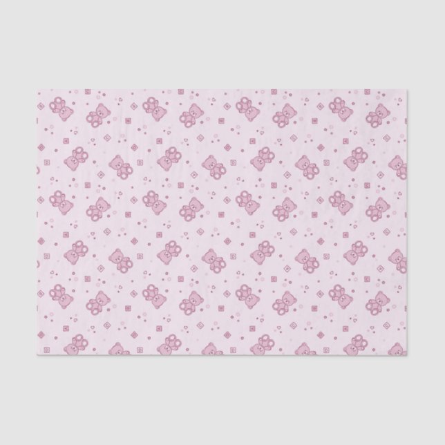 Teddy bears background Pink Tissue Paper (Front)