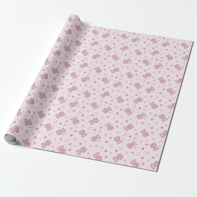 Teddy bears background Pink Wrapping Paper (Unrolled)