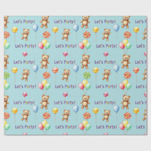 Teddy bears, balloons, and candies by Natasha Us Wrapping Paper