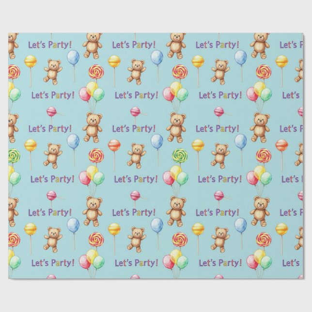  Teddy bears, balloons, and candies by Natasha Us  Wrapping Paper (Flat)