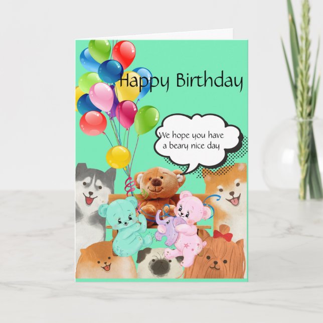 Teddy Bears & Balloons  Card (Front)