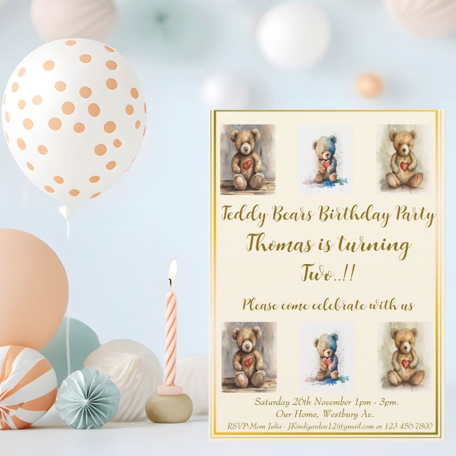 Teddy Bears Birthday Party Invitation (Teddy Bear Birthday)