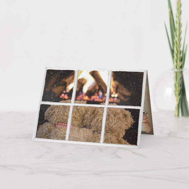 teddy bears by fireplace birthday card (Front)