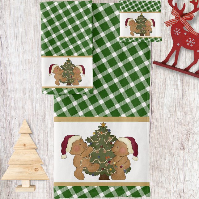 Teddy Bears Decorating Christmas Tree Bath Towel Set (Creator Uploaded)