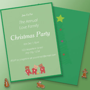 Teddy Bears Family Christmas Party  Invitation