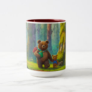 Teddy Bears Gathering Berries Art for Kids Two-Ton Two-Tone Coffee Mug