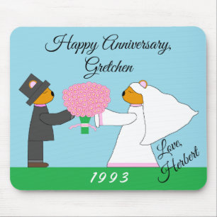 Teddy Bears Getting Married: Anniversary Mouse Mat