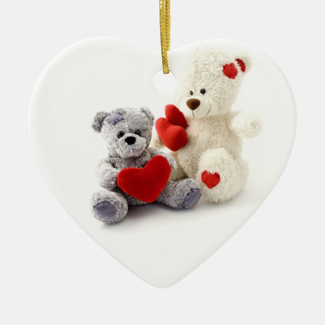 Teddy Bears Heart Christmas Ornament (Front)