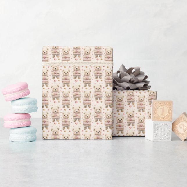 Teddy Bears & Hearts Wrapping Paper (Baby Shower)