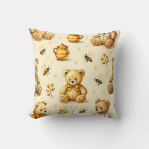 Teddy Bears Honey Bees Nursery Pattern Cushion