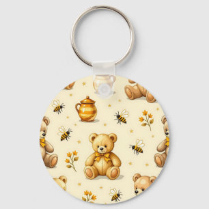 Teddy Bears Honey Bees Nursery Pattern Key Ring