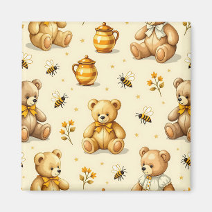 Teddy Bears Honey Bees Nursery Pattern Magnet