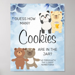 Teddy Bears How Many Cookies Baby Shower Game Sign