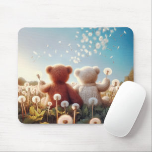 Teddy Bears In a Dandelion Field Mouse Mat