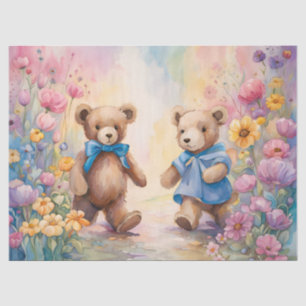 Teddy bears  In a Pastel Garden Tissue Paper