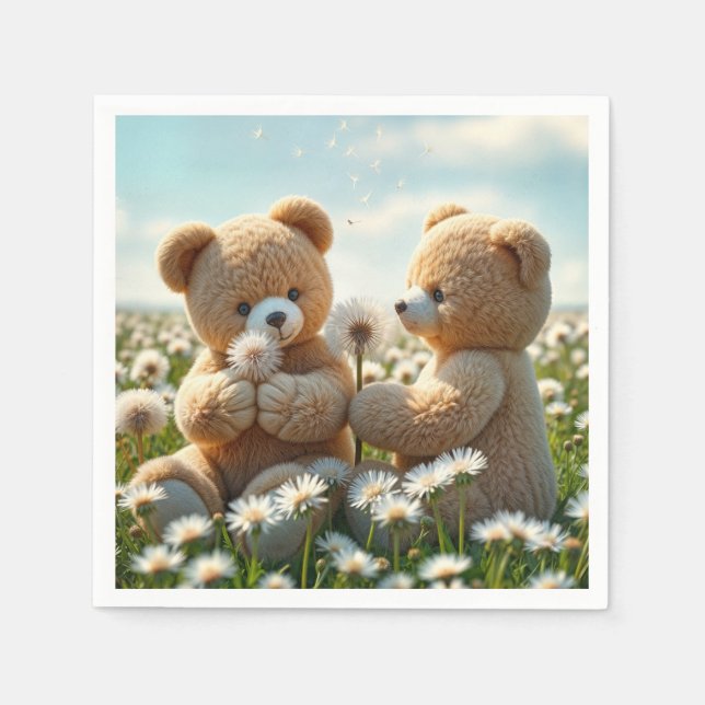 Teddy Bears In a Summer Field Napkin (Front)