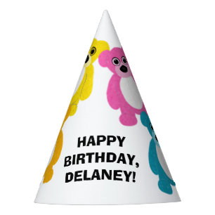 Teddy Bears in Rainbow Colours Kids Birthday Party Hat