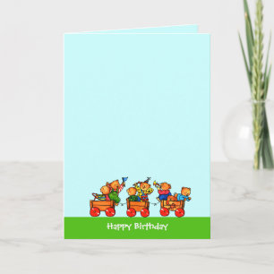 Teddy Bears in Soapbox Car - Birthday Card