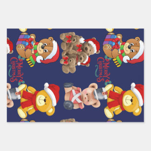 Teddy Bears Merry Christmas Wrapping Paper Sheet