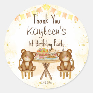 Teddy bears picnic birthday party favour classic round sticker