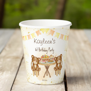 Teddy bears picnic birthday party paper cups