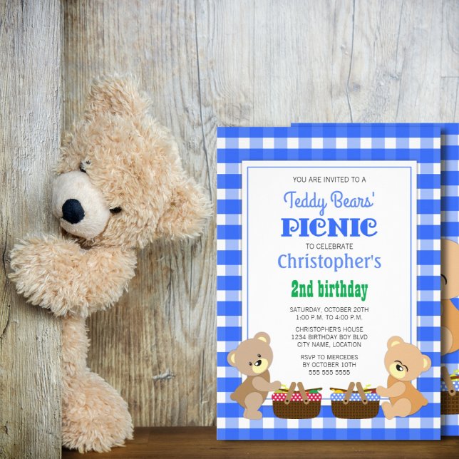 Teddy Bears' Picnic Boy's Birthday Party Invitation (Creator Uploaded)