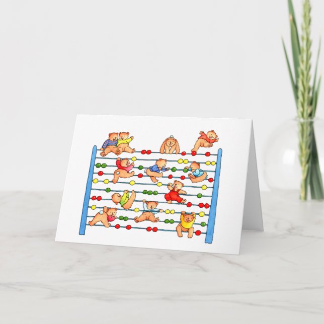 Teddy Bears Playing Abacus - Kid's Greeting card (Front)