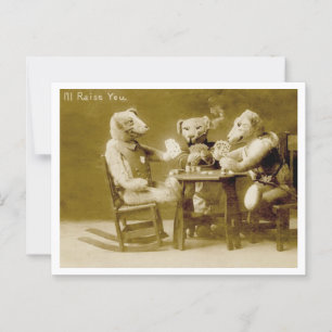 Teddy Bears Playing Poker Vintage Postcard