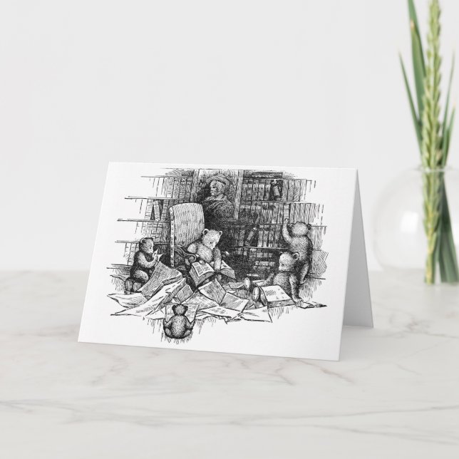 Teddy Bears Reading in the Library Card (Front)