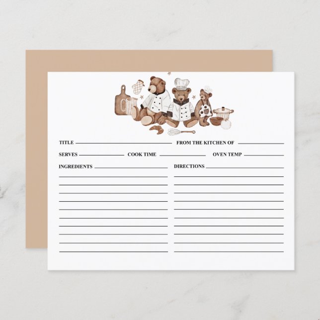 Teddy Bears Recipe Card (Front/Back)