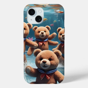 Teddy Bears Swimming in a Pool of Fish iPhone 15 Case